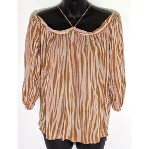 VICI Blouse Off Shoulder Cross Strap at Neck 3/4 Sleeve Top